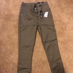 Army Green High Waisted Straight Legged Pants